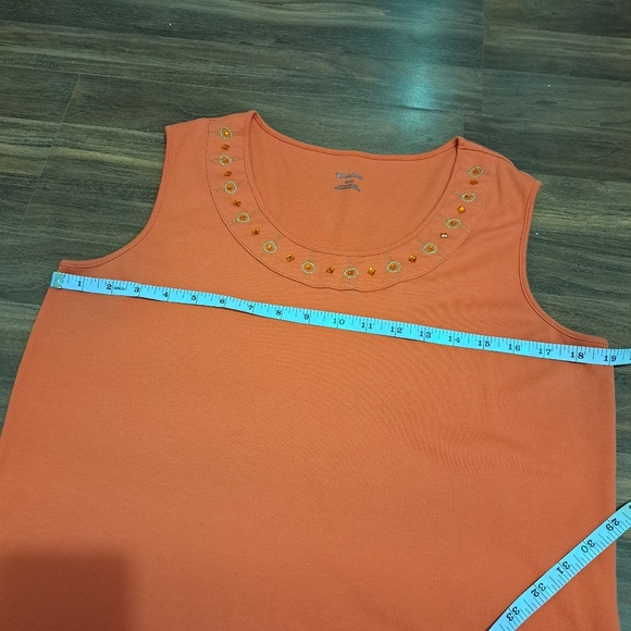 TanJay | orange rhinestone & embroidered collar womens tank top - Picture 8 of 14